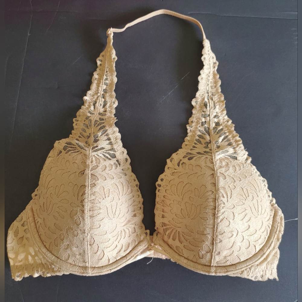 La SENZA Lace Halter Bra in Shimmery Cream 34C Like NEW
